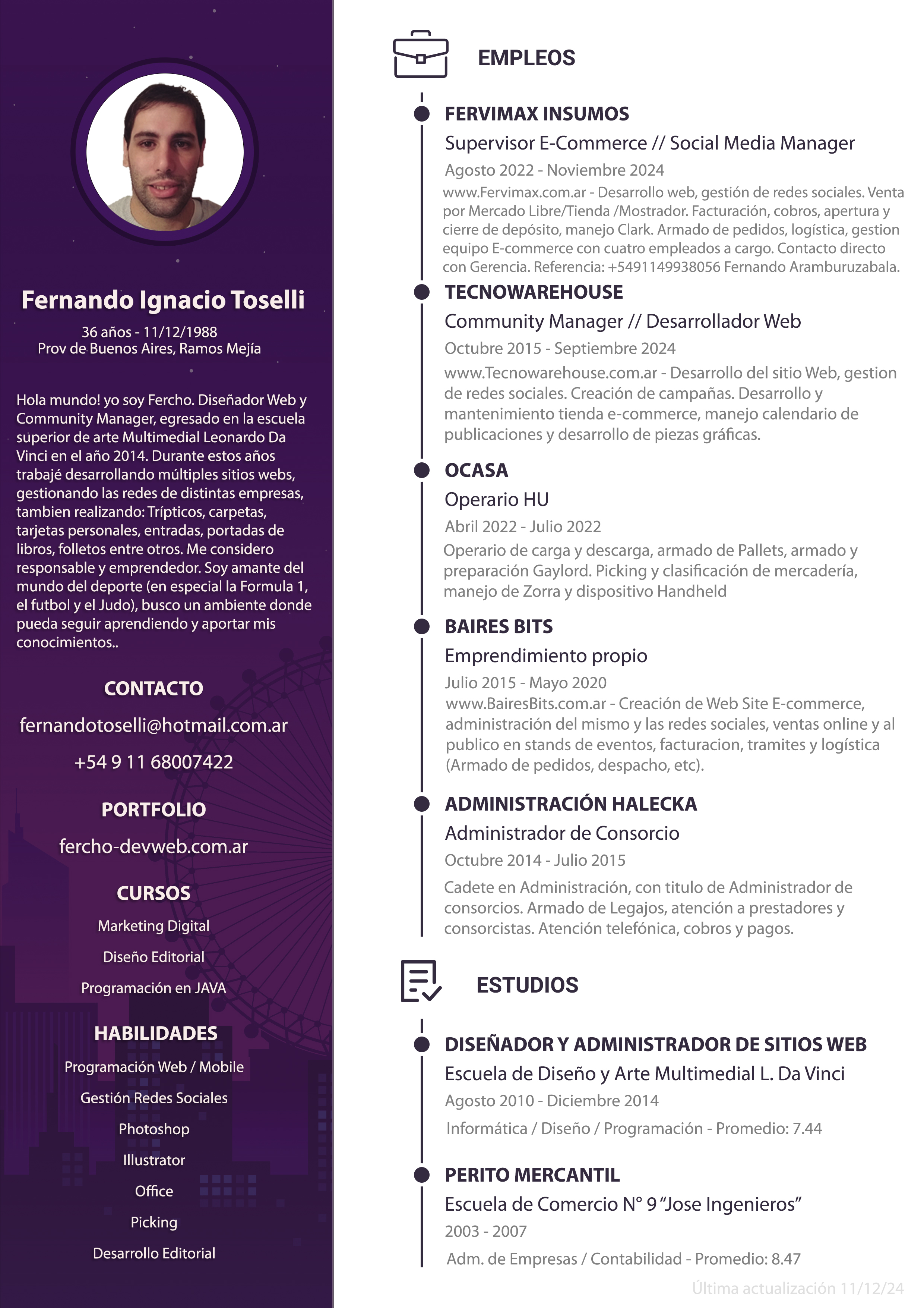 CV Fernando Ignacio Toselli